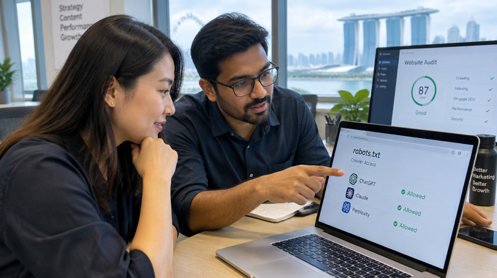 AI Crawler Access Audit Singapore Office Team Reviewing Robots.txt