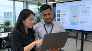 AI Local Search Visibility Singapore Office Team Reviewing Business Listings